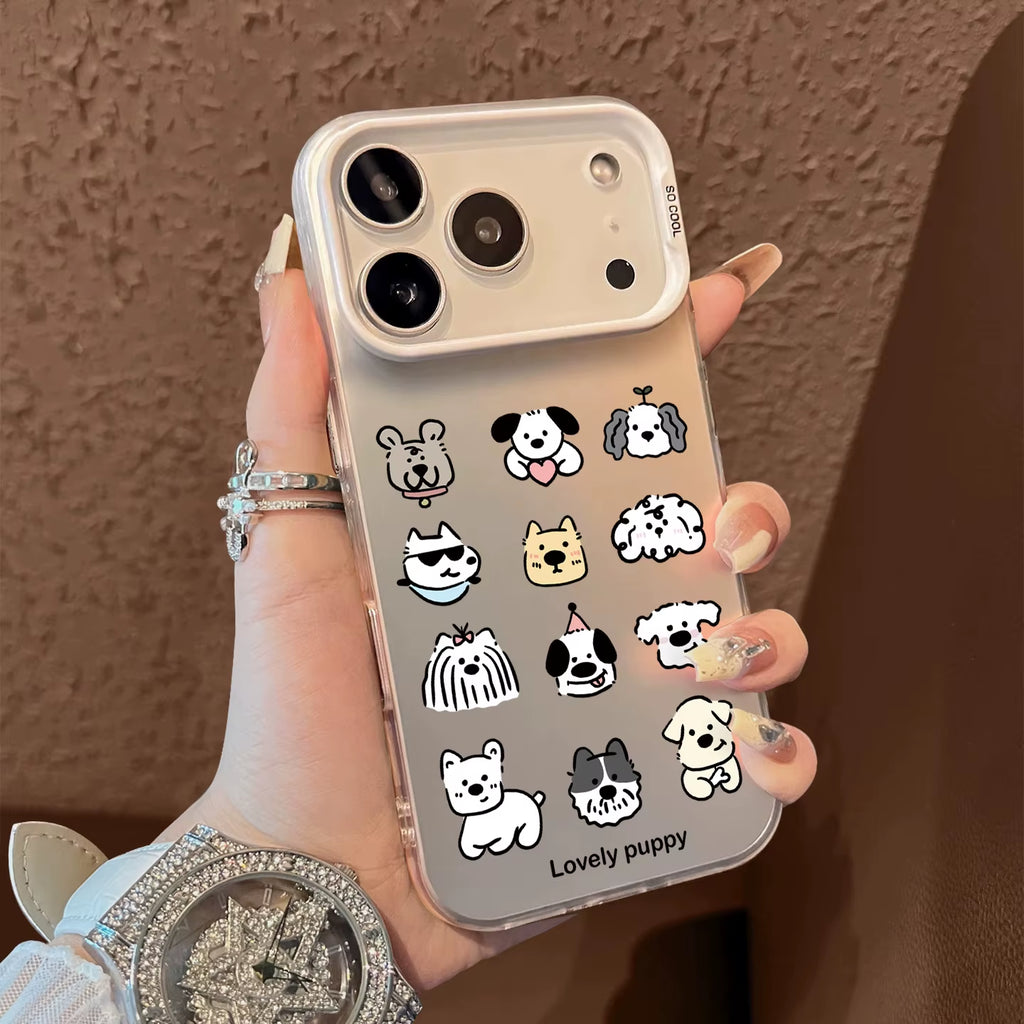 Full Screen Cute Puppy Pattern Phone Case for Iphone 17 16 15 14 13 12 11 Pro Max XS XR X SE 16E 16 plus 17Promax 17 Matte Cover