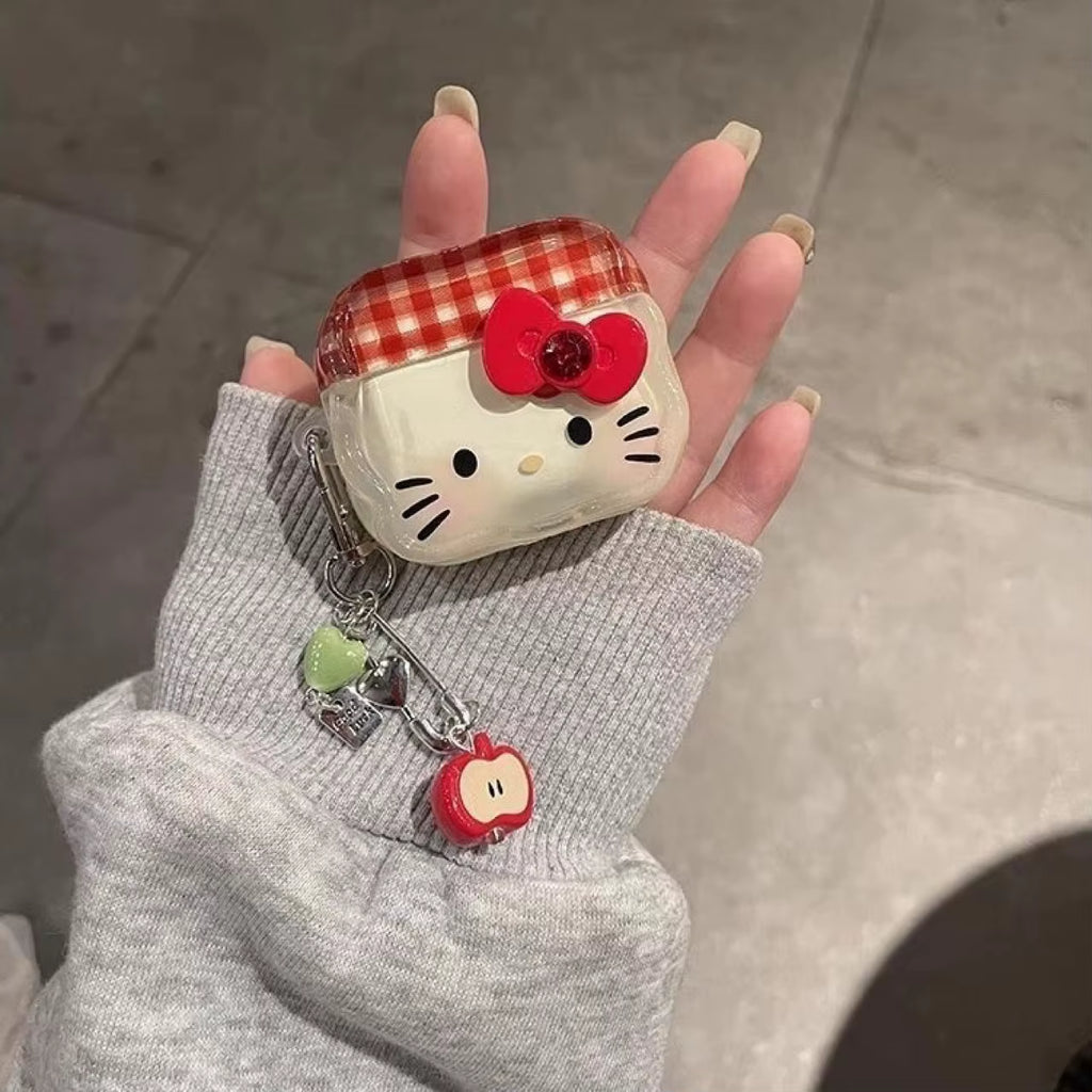 Cute Cartoon Hello Kitty Earphone Case for Apple Airpods 1, 2, 3, 4 - Stylish Protective Cover with Keychain!