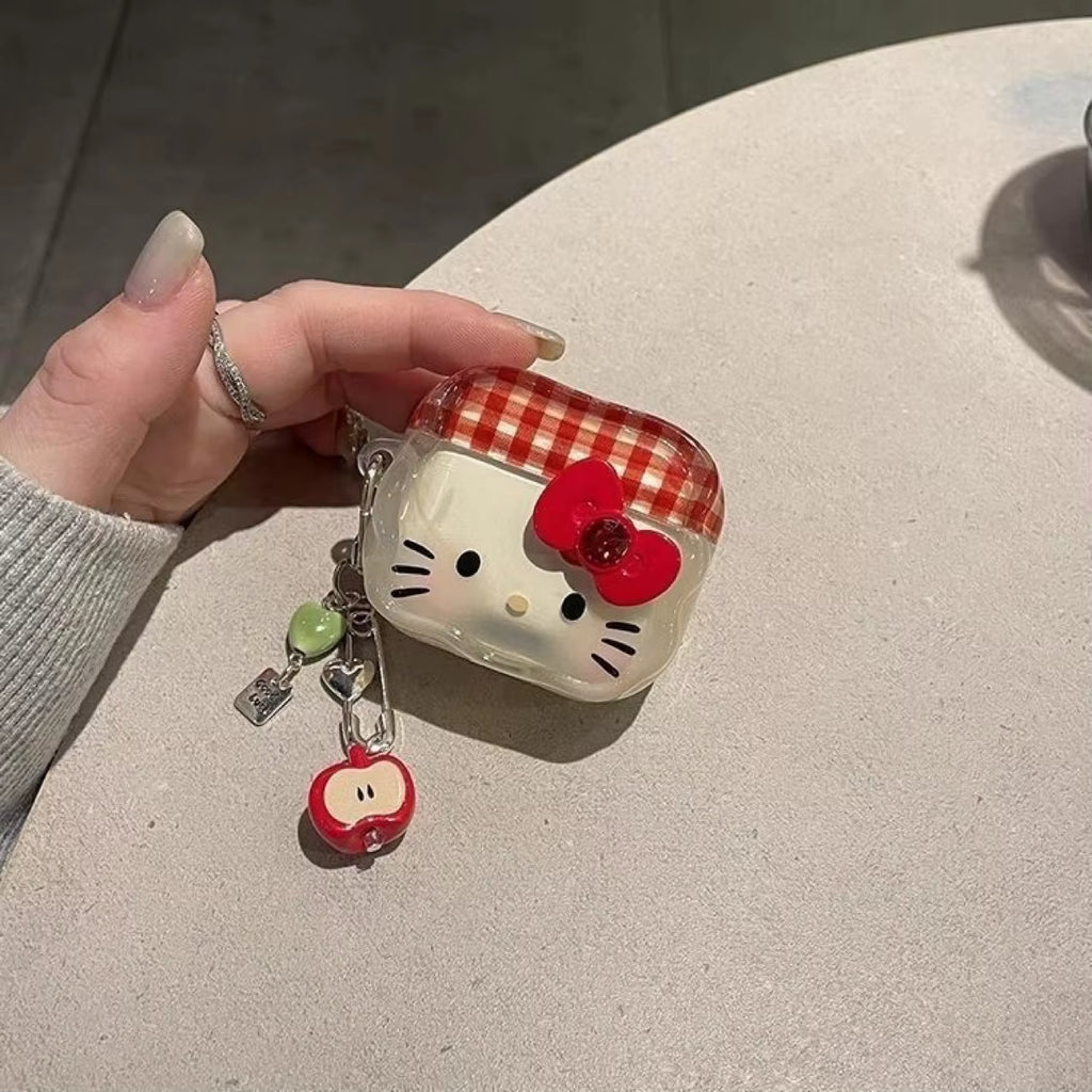 Cute Cartoon Hello Kitty Earphone Case for Apple Airpods 1, 2, 3, 4 - Stylish Protective Cover with Keychain!