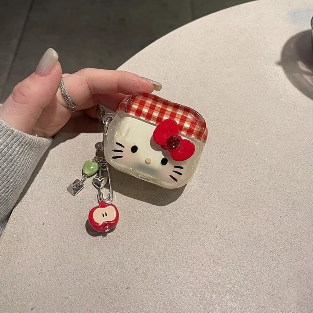 Cute Cartoon Hello Kitty Earphone Case for Apple Airpods 1, 2, 3, 4 - Stylish Protective Cover with Keychain!