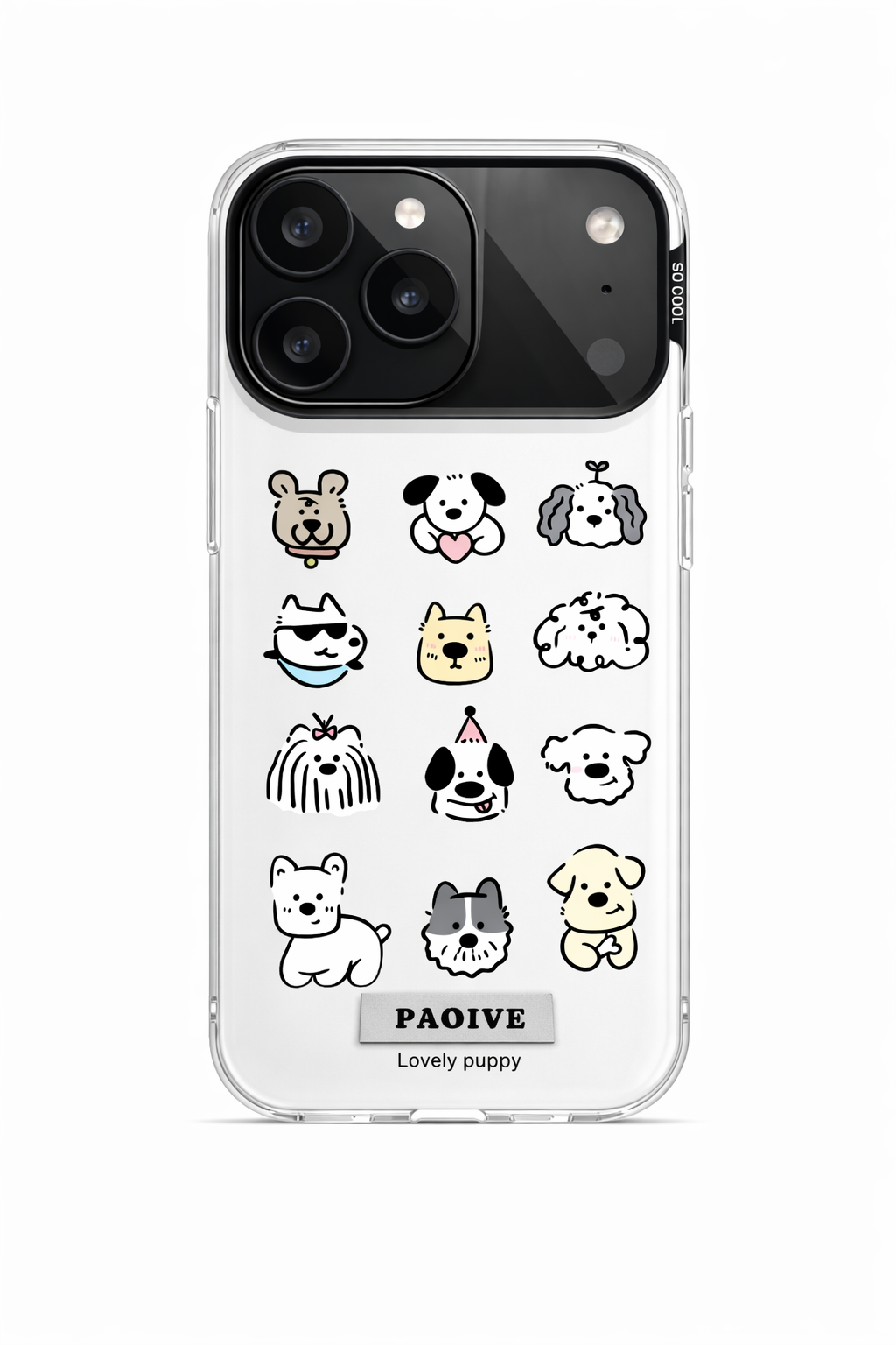 Cute Puppy Pattern Phone Case Cartoon Dog Clear Case Kawaii Puppy Collage iPhone Cover