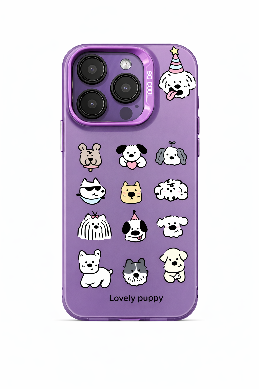 Cute Puppy Pattern Phone Case Cartoon Dog Clear Case Kawaii Puppy Collage iPhone Cover