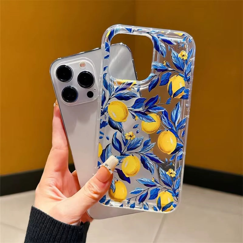 Summer Fresh Fruit Lemon Print TPU Phone Case for Iphone 16 17 15 14 13 12 11 Pro Max 16 plus 17 Air Cushion Shockproof Cover